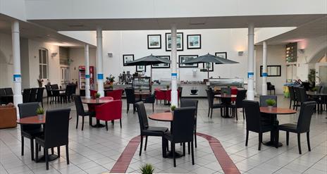 Seating area within The Glasshouse Bistro in Carrickfergus Civic Centre