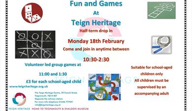 Half-Term Drop-in Fun and Games at Teign Heritage