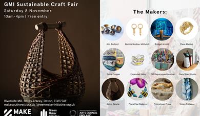 Beautiful basket woven from willow. Thumbnail images for makers taking part in the Green Maker Initiative Sustainable Craft Fair.