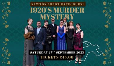 Image showing the cast of the murder mystery evening, along with the date of the event, Saturday 27th September 2025.