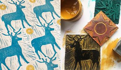 Block Printed Christmas Gift Wrap