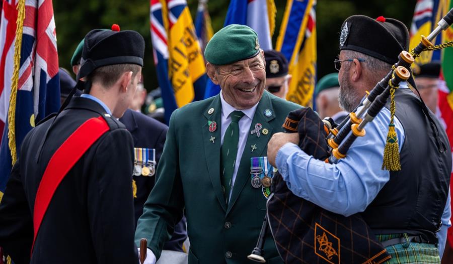 Veteran's parade, Royal Marine Veteran smiling