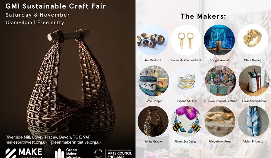 Beautiful basket woven from willow. Thumbnail images for makers taking part in the Green Maker Initiative Sustainable Craft Fair.