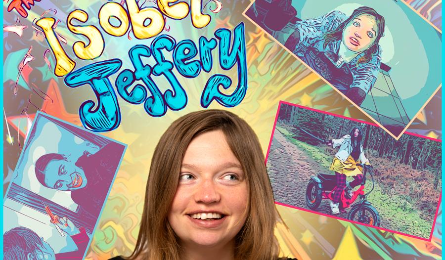 A colourful comic book-style poster reading The Magical Shenanigans of Isobel Jeffery