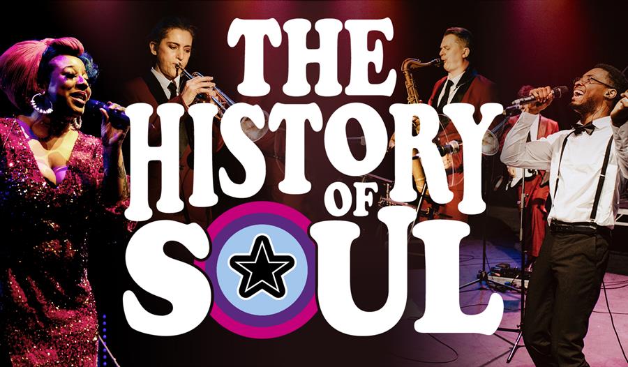 Soul musicians playing with white text reading History of Soul