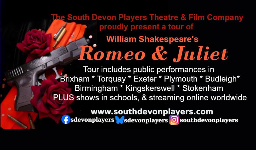 Banner advertising our show tour of Romeo & Juliet across Devonr