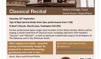 Classical Recital: Melvin Claridge, Tenor, David Green, Organ/Piano
