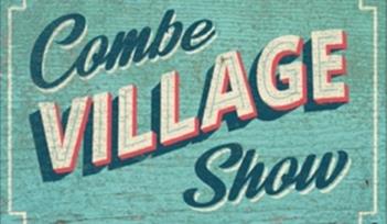 Turqoise painted background with Combe Village Show written in script