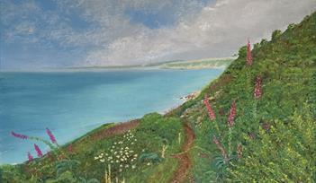 Early Morning on the SW Coast Path, pastel painting by Sue E Miller