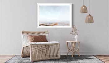 Emma Solley artwork displayed in a minimal room with a chair