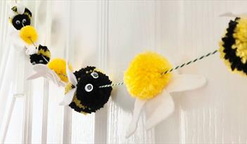 Make a Pom-pom Bee and Daisy Garland