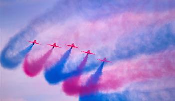 Red Arrows display at the English Riviera Airshow, Paignton, Devon