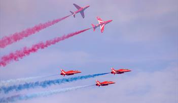 Red Arrows display at the English Riviera Airshow, Paignton, Devon