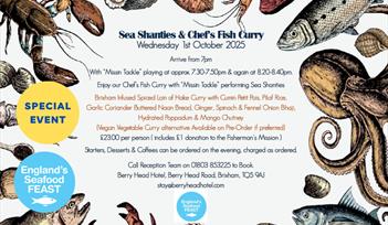 'Sea Shanties and Chef's Fish Curry' at Berry Head Hotel, Brixham, part of England's Seafood FEAST