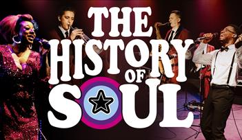Soul musicians playing with white text reading History of Soul