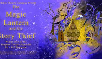 *Image with bluey purple background. There is orange text on the left hand side of the image which reads "Stiltskin Theatre Company present 'The Magic