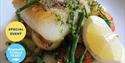A meal of freshly caught local fish prepared by the Cary Arms. Part of England's Seafood Feast.