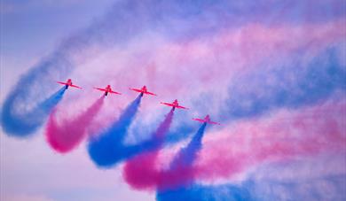 Red Arrows display at the English Riviera Airshow, Paignton, Devon