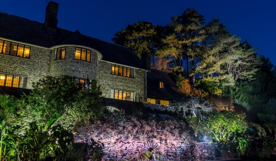 Coleton Fishacre, Devon, house and gardens are illuminated for Christmas