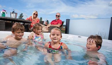 Fun for all the family in the hot tub