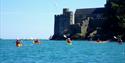 Kayaks and castle