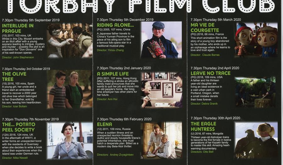 Torbay Film Cub's 2019/2020 programme