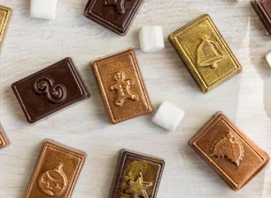 christmas chocolates surrounded by mini marshmallows