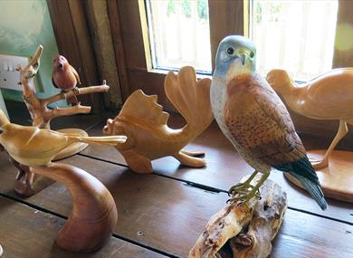 wooden bird carvings