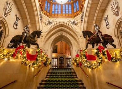 Garlands dressing the Grand Staircase inside Windsor Castle
