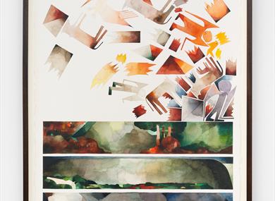 An original artwork by Haroun Hayward consisting of geometric patterns and block colours