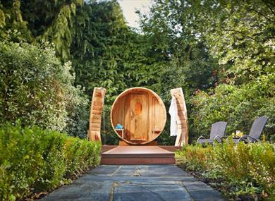 conic Barrell Sauna at Utopia Spa inside Alexander House Hotel