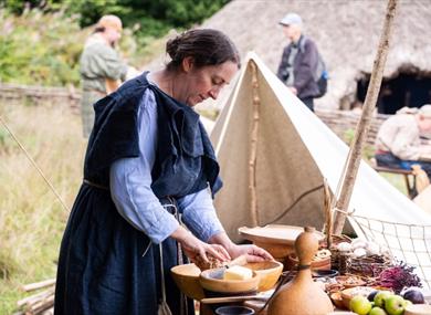 Iron Age living history event at Chiltern Open Air Museum