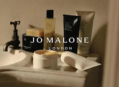 Image of the JML care collection products on a bathroom sink