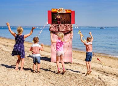 Punch & Judy show on the beach at Osborne, Isle of Wight, historic attraction, family fun, children's activities, summer event, what's on