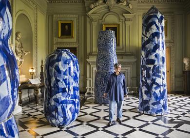 Felicity Aylieff's monumental porcelain in the Marble Hall at Petworth House