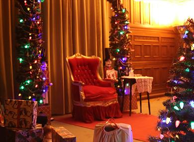 Father Christmas' chair in the Bletchley Park Christmas Grotto
