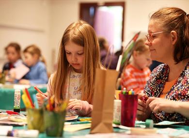 Child taking part in a workshop at Pallant House Gallery
