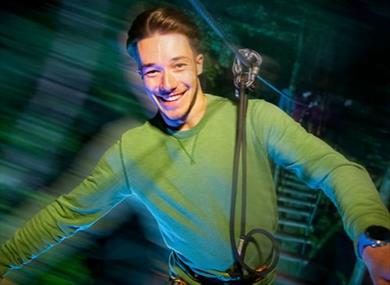 Man at Go Ape Southampton after dark at their new adults only evenings