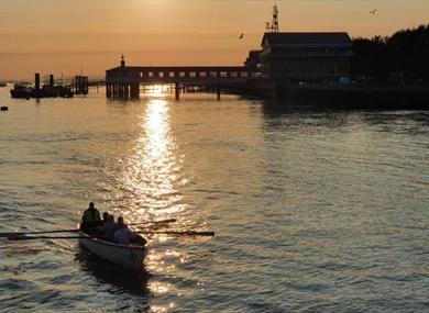 View of Royal Terrace Pier at Sunset in Gravesend