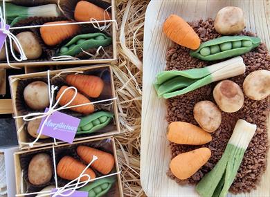 A gift box of vegetable-shaped treats