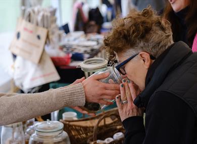 Smelling aroma at The Great British Truffle Festival