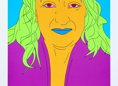 An image of a woman in very bright colours