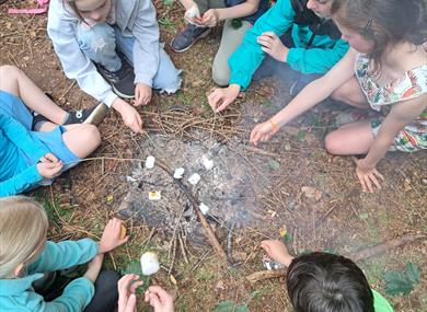 Group of Children toasting marshmallows at Painshill