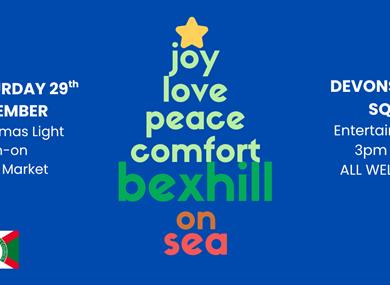 Poster reads: "Saturday 29th November, Christmas Light Switch-On Street market. Devonshire Square, entertainment, 3pm-7pm, All welcome". There is also