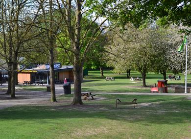 Visitor Centre at Cobtree Manor Park, Maidstone in the spring.