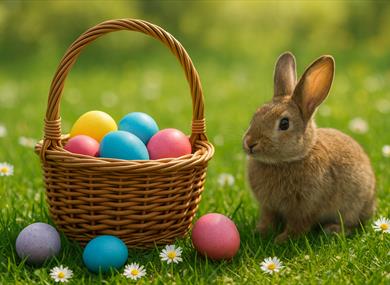 Easter eggs and bunny