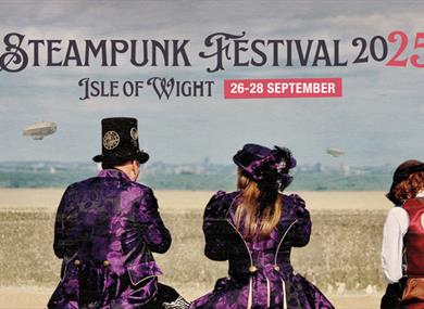 People dressed up at Steampunk Festival sitting on Ryde Esplanade, Isle of Wight, what's on, event