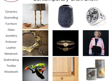 details of the event midhurst rother college 6th and 7th december 10-5 saturday 10-4 sunday image of a lamp, glass frog, ceramic pot, pink knitted jum