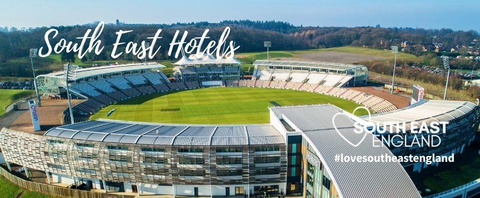 The unique hotel is found at the home of Hampshire cricket, overlooking the cricket ground, offering a four star stay with spa and great food.  Easy access to the M27 and all of the fantastic places to visit in Hampshire