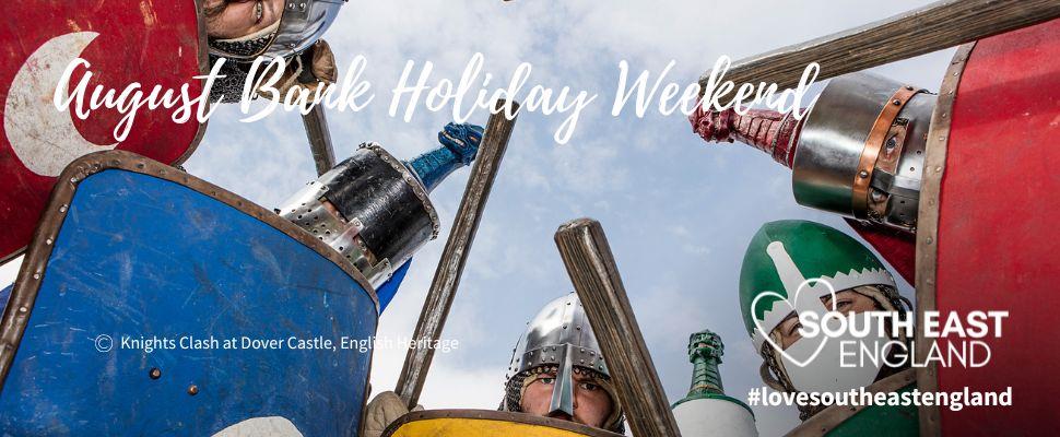 Discover an array of fantastic events, shows, and festivals to celebrate the August Bank Holiday weekend.  Image of Knights Clash at Dover Castle.
